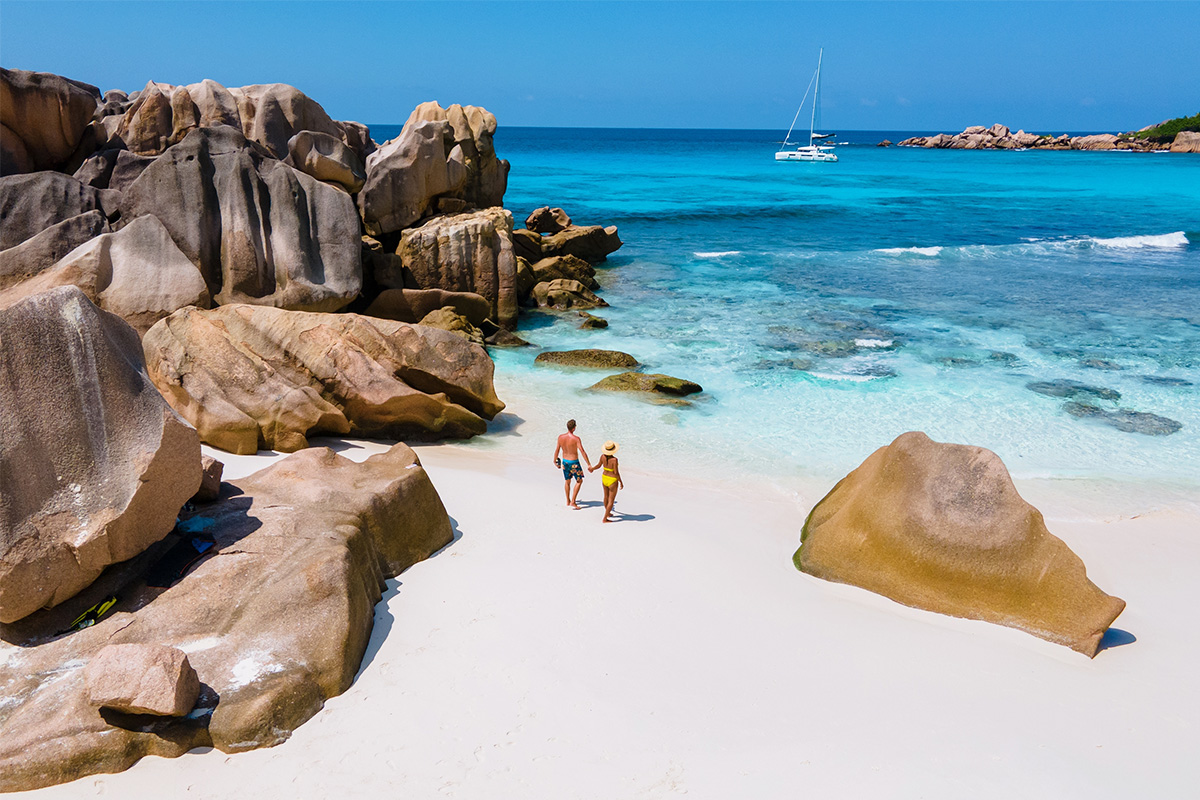 Anse Cocos Beach na ostrově La Digue