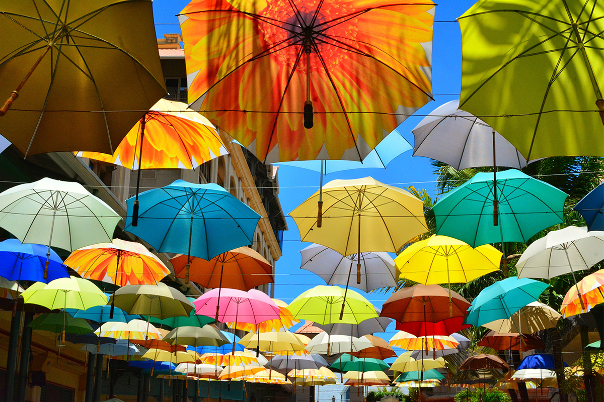 Umbrella Square ve městě Port Louis na ostrově Mauricius