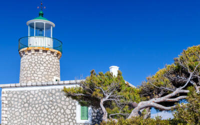 maják Skinari na řeckém ostrově Zakynthos