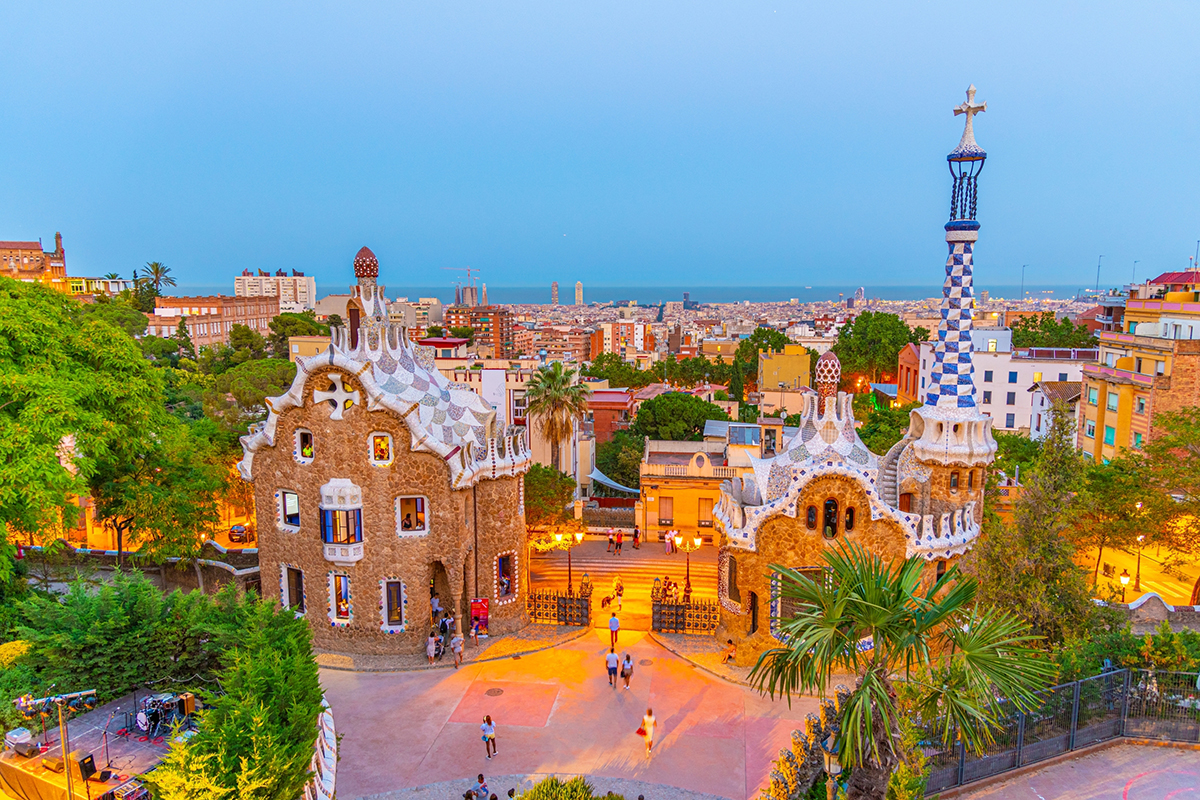 Parc Guell ve městě Barcelona